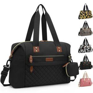 Diaper Bag Tote Waterproof Black Baby Travel Bag with Stroller Clips Case